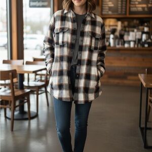 Plaid Button-Up Shirt Jacket